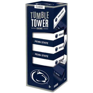 Tumble Tower game with Penn State & Athletic Logo navy and white wooden blocks